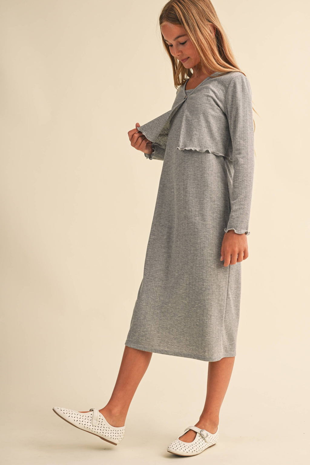 GIRLS CARDI MIDI DRESS