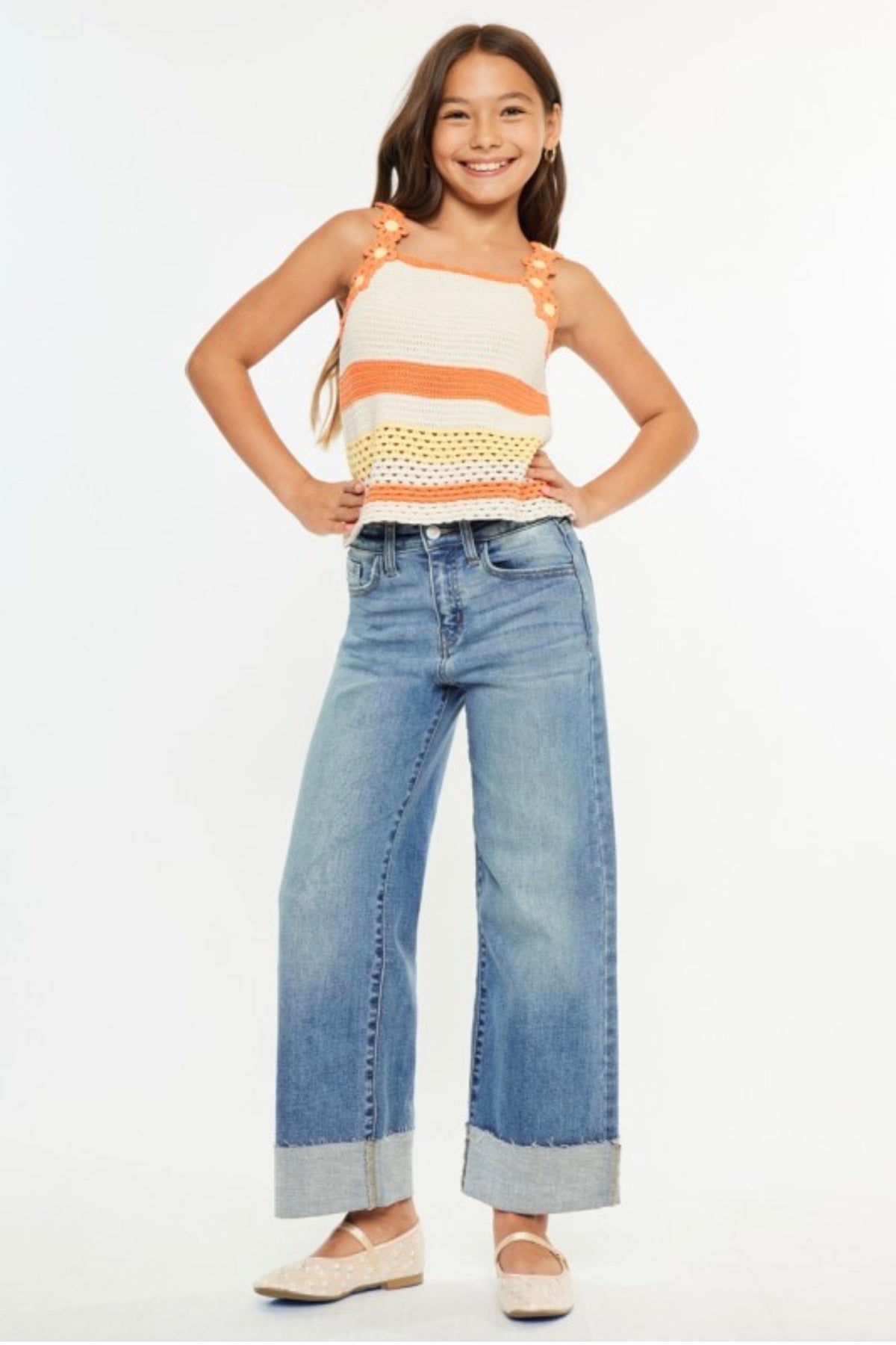 High Rise Crop Wide Leg Denim