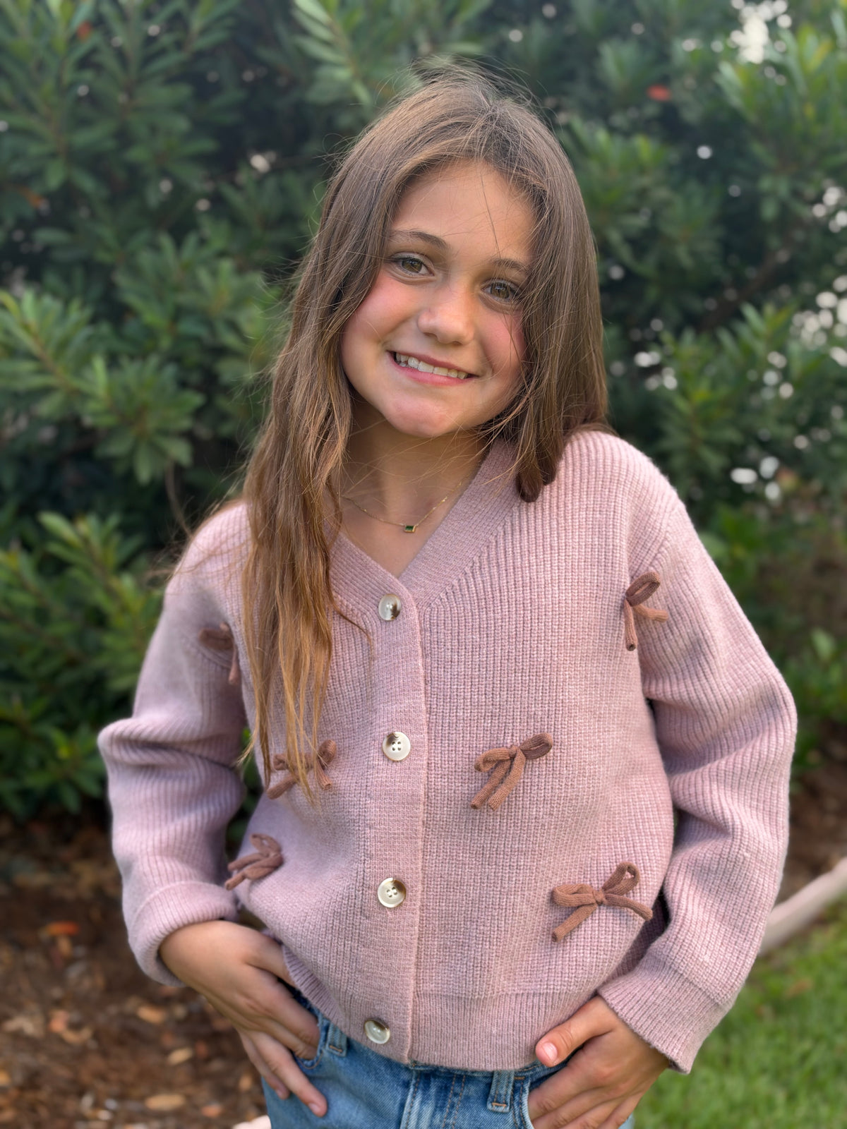 Mauve Bow Cardigan