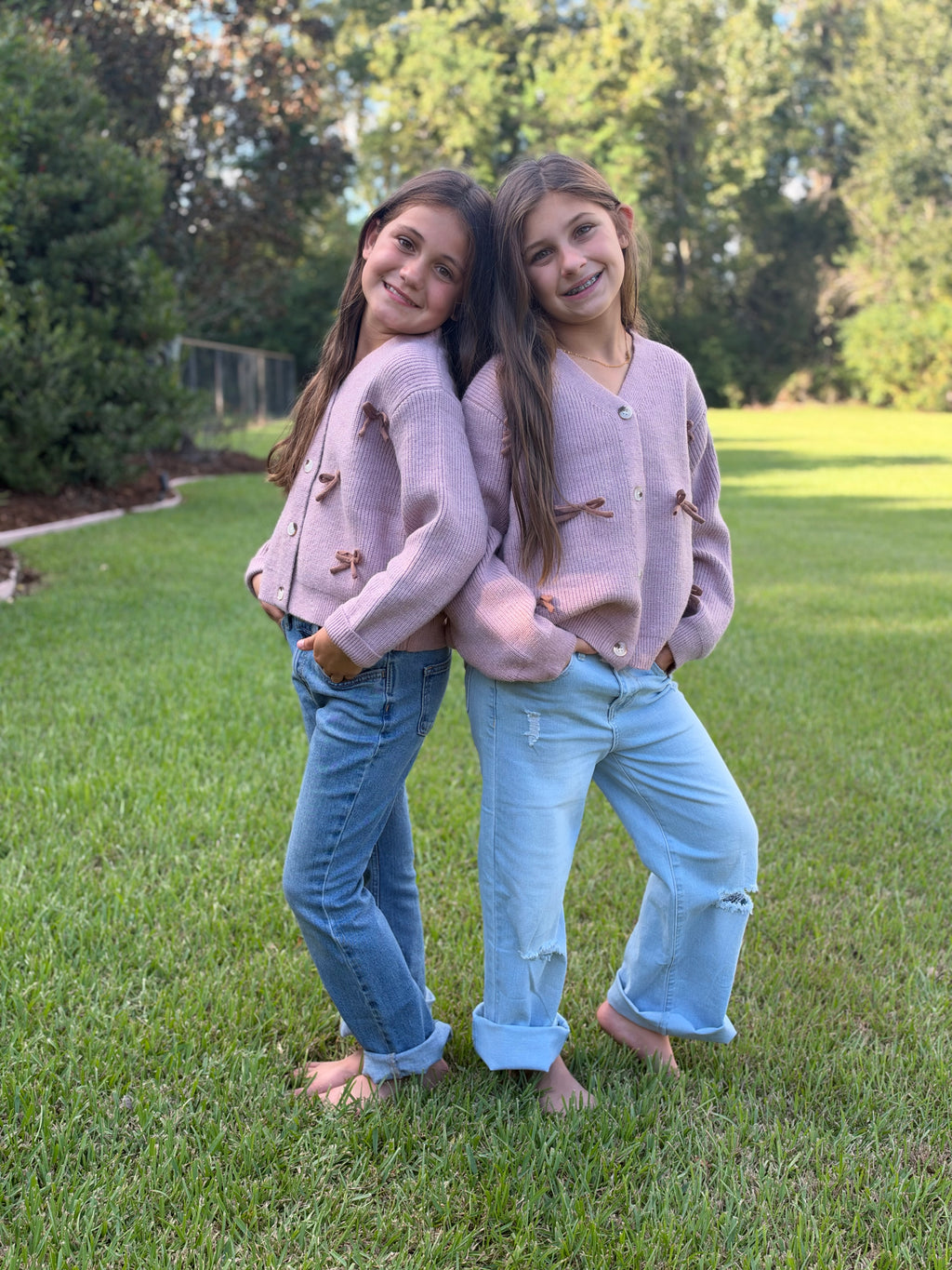 Mauve Bow Cardigan