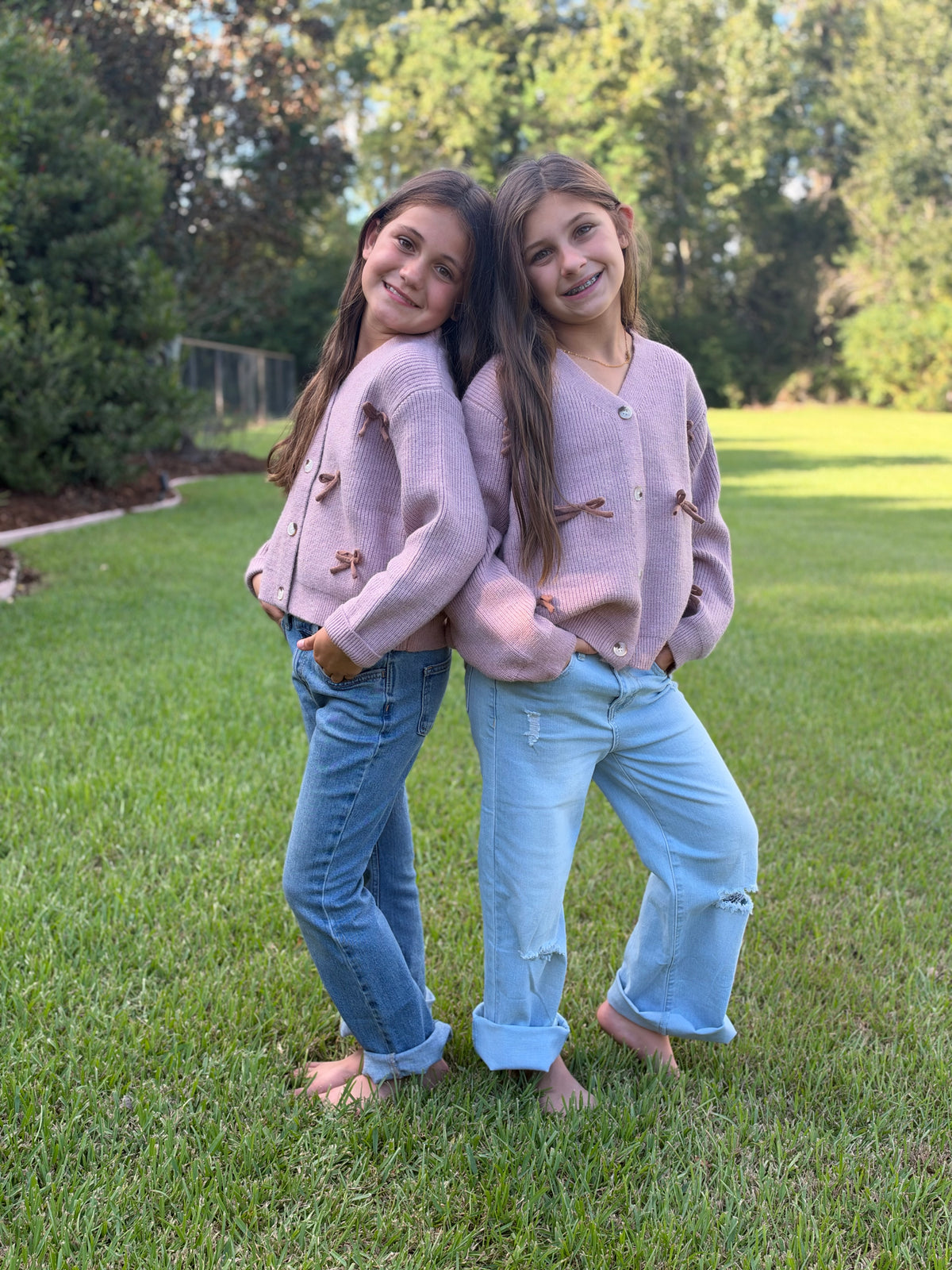 Mauve Bow Cardigan