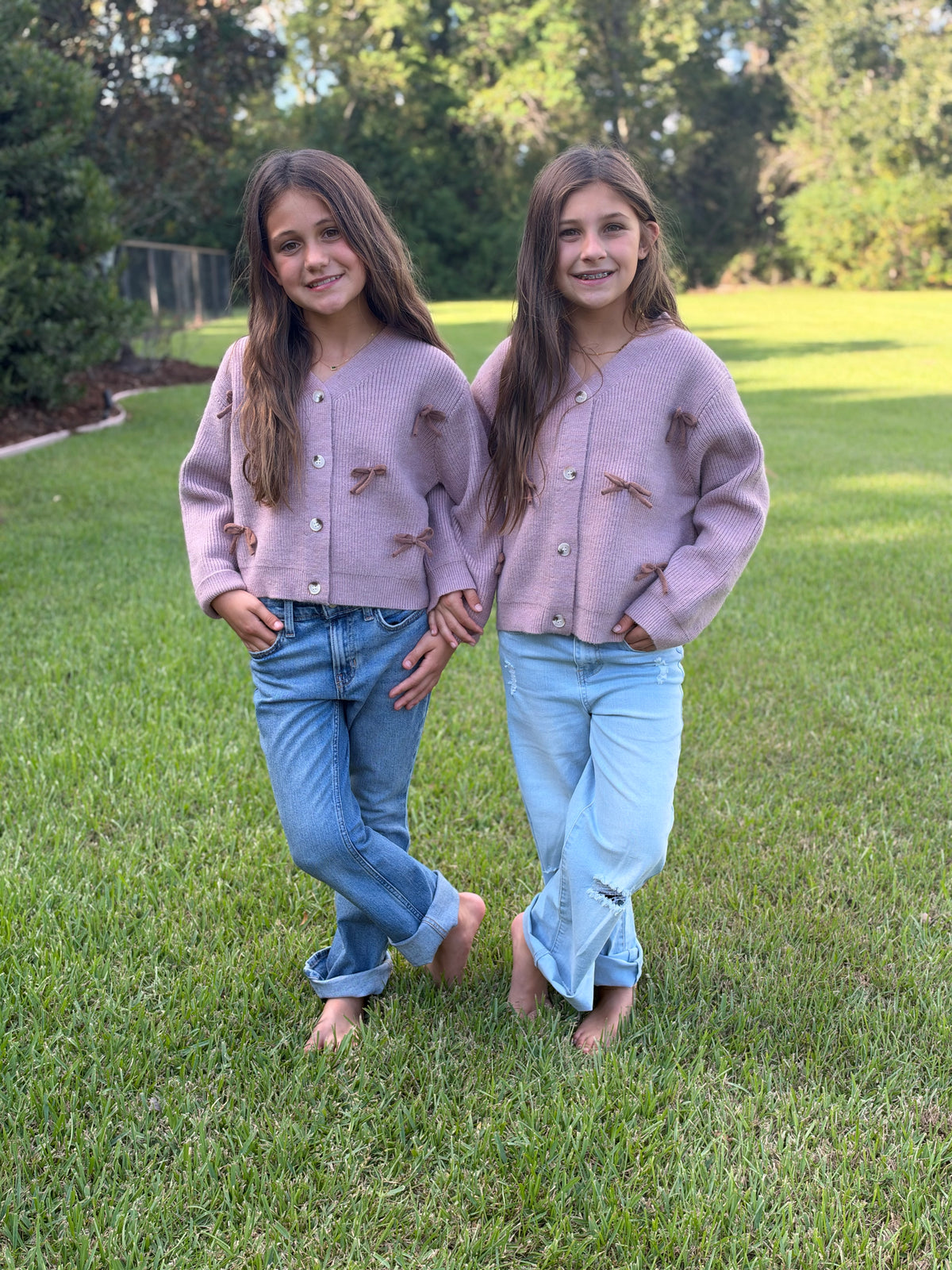 Mauve Bow Cardigan