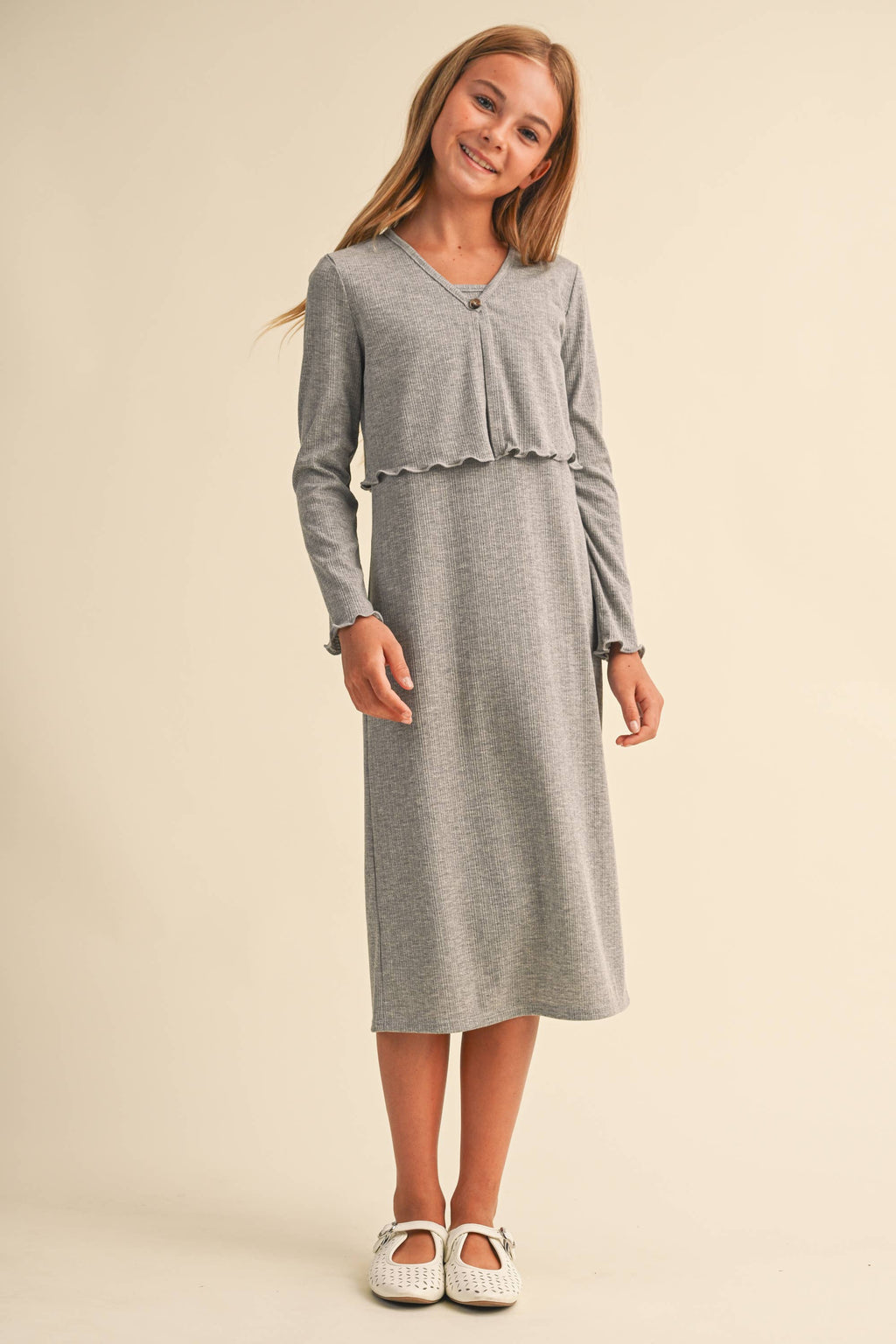 GIRLS CARDI MIDI DRESS